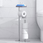Kitsure Toilet Paper Holder Free Standing — Rustproof Metal Stand for 4 Rolls with Anti-Slip Base & Phone Shelf