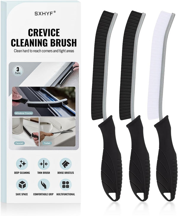 SXhyf Hard Bristle Crevice Cleaning Brush Set — Multifunctional Gap Scrub Brush for Kitchen, Bathroom, Window, Grout, Tile & More