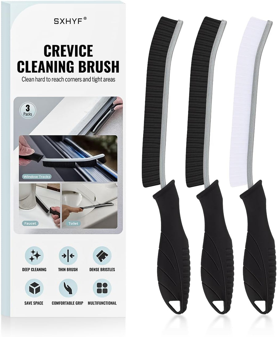 SXhyf Hard Bristle Crevice Cleaning Brush Set — Multifunctional Gap Scrub Brush for Kitchen, Bathroom, Window, Grout, Tile & More
