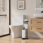 Kitsure Toilet Paper Holder Free Standing — Rustproof Metal Stand for 4 Rolls with Anti-Slip Base & Phone Shelf