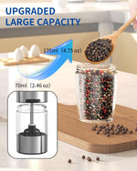 CIRCLE JOY Automatic Electric Salt and Pepper Grinder Set — Gravity Operated, Adjustable Coarseness, LED Light, Battery Operated, Black (2-Pack)