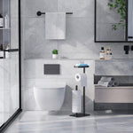 Kitsure Toilet Paper Holder Free Standing — Rustproof Metal Stand for 4 Rolls with Anti-Slip Base & Phone Shelf