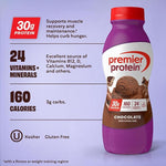 Premier Protein Shake Chocolate — 30g Protein, 1g Sugar, 160 Calories, 24 Vitamins & Minerals, 11.5 fl oz, 12 Pack