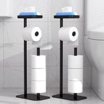 Kitsure Toilet Paper Holder Free Standing — Rustproof Metal Stand for 4 Rolls with Anti-Slip Base & Phone Shelf