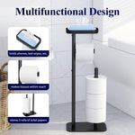 Kitsure Toilet Paper Holder Free Standing — Rustproof Metal Stand for 4 Rolls with Anti-Slip Base & Phone Shelf