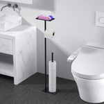 Kitsure Toilet Paper Holder Free Standing — Rustproof Metal Stand for 4 Rolls with Anti-Slip Base & Phone Shelf
