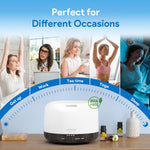 ASAKUKI 500ml Essential Oil Diffuser with Remote Control — 5-in-1 Ultrasonic Aromatherapy Humidifier, 7 LED Colors, Timer & Auto-Off