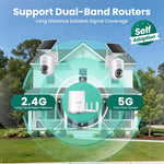 SOLIOM 5MP Wireless Outdoor Security Camera System — 2-Cam Pack, Solar Powered, 360° Auto Tracking, 3K Color Night Vision, No Subscription